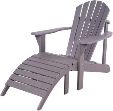 Садове крісло MaximaVida Adirondack з підставкою для ніг Montreal Grey Plastic - Низькі витрати на догляд