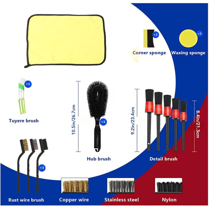 Набір для чищення автомобіля, детальний набір колісних щіток, губка, Duster, ганчірка, набір інструментів для миття двигуна, набір інструментів для чищення автомобіля для салону, екстер'єру, коліс