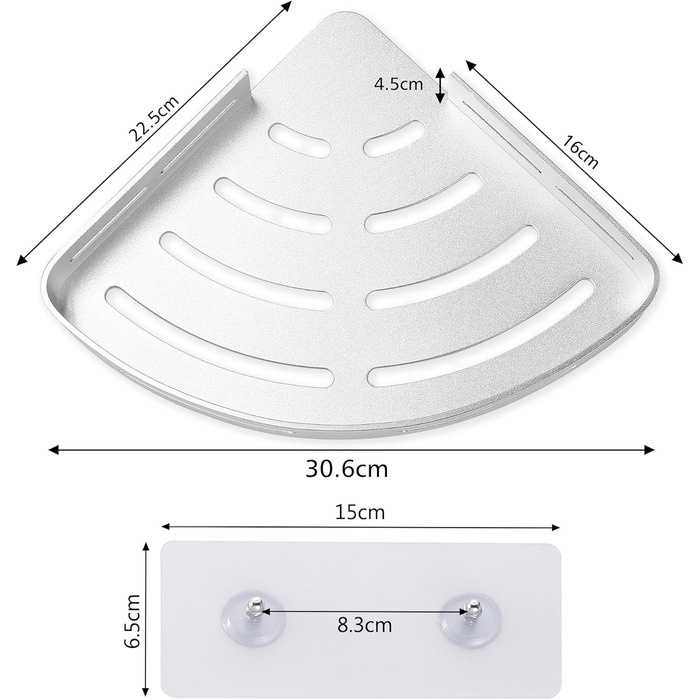 Кутова полиця для душу кошик для душу без свердління полиця для душу металева з 4 гачками полиця для душу полиця для ванної кімнати з наклейкою полиця для ванної кімнати та кухні 2 рівні срібло