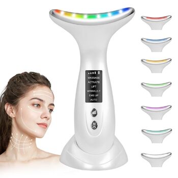 Масажер для обличчя AOGOE проти зморшок, пристрій для обличчя 45 V Face Beauty Meter, пристрій для краси обличчя 3-в-1 для підтяжки та підтяжки шкіри, EMS масаж обличчя для жінок чоловіків V Shape Face пристрій