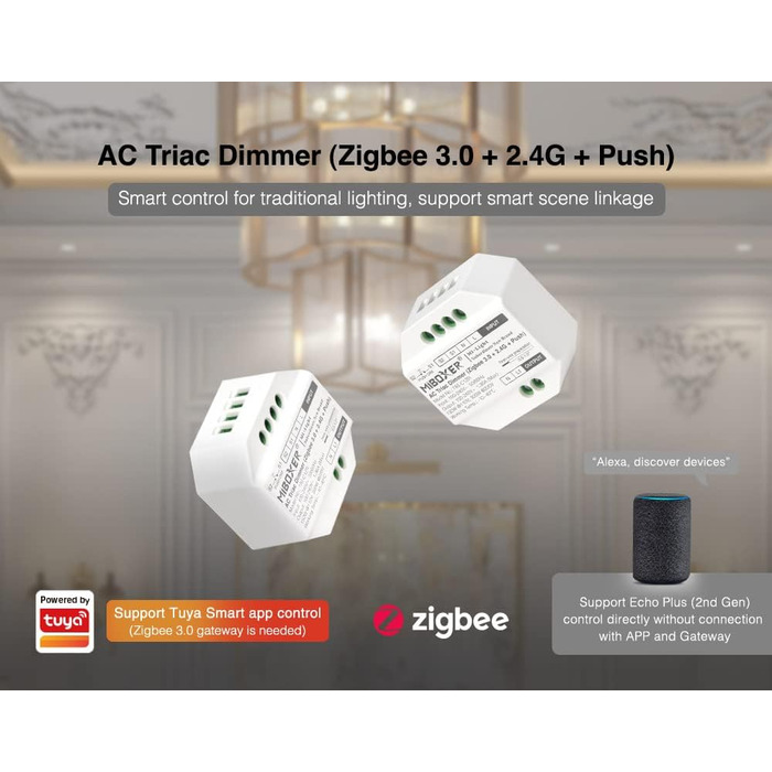 Диммер Milight Miboxer Zigbee3.0, одноколірний контролер світлодіодної стрічки, 12 В/24 В, сумісний із додатком Zigbee Storeo Echo / голосовим керуванням, (Tri-c1zr)