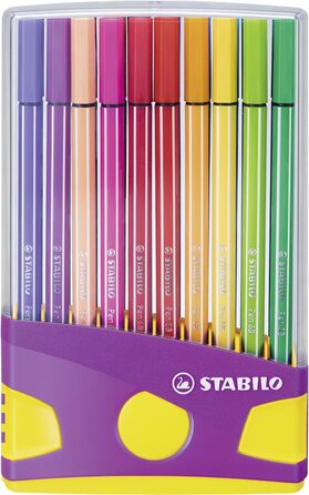 Фломастер преміум-класу - STABILO Pen 68 ColorParade - 20 серветок в - з 20 різними кольорами (фіолетовий/жовтий)