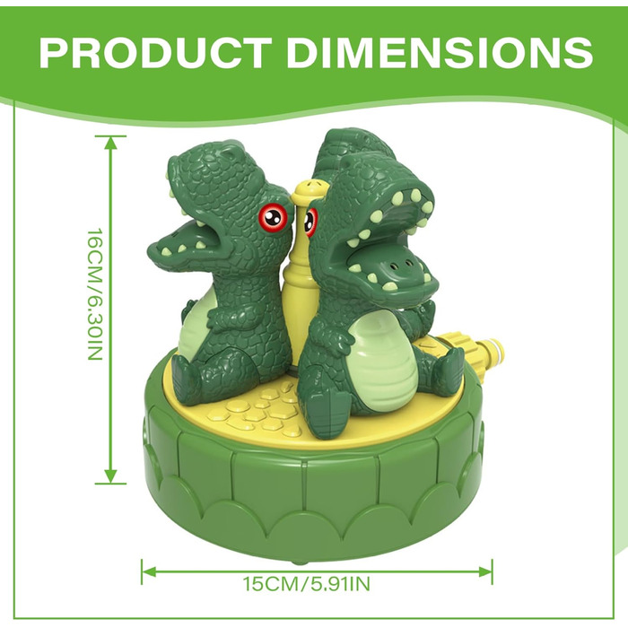 Спринклер для води для дітей Динозавр Діти Спринклер Абс Пластикова обертова іграшка для води Прикріпити садовий шланг для води Літня іграшка для саду на відкритому повітрі Спринклер для дітей