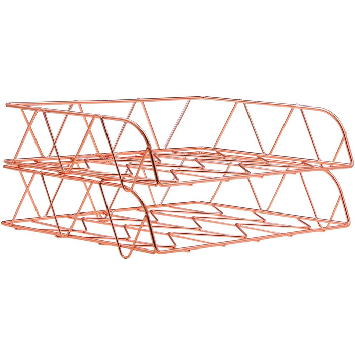 Металевий лоток для листів, який можна штабелювати, горизонтальний 2 упаковки, рожеве золото, стиль 2