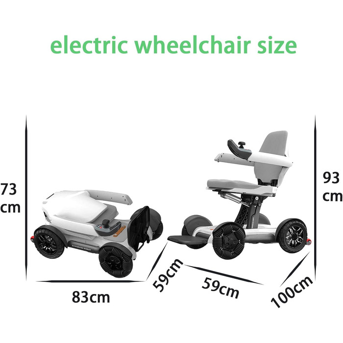 Розбірне електричне інвалідне крісло, розумне універсальне електричне крісло для людей похилого віку на 360, підходить для транспортування та подорожей