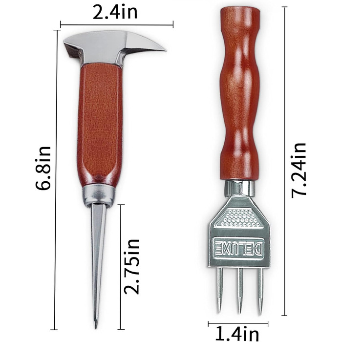 Набір ножів для колки льоду SuproBarware з дробаркою для льоду з нержавіючої сталі 5-18,2 см та 17,2 см з дерев'яною ручкою, японський стиль, ідеально підходить для барів та дому