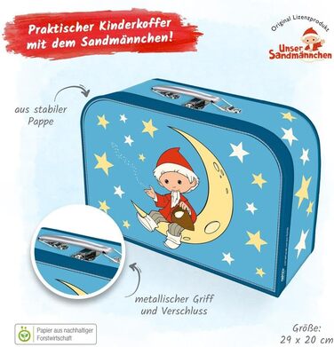 Дитяча валіза Trtsch Пісочна людина місячна велика, картонна валіза, валіза з картону, подарункова упаковка, упаковка для ваучерів, ігрова валіза, металева ручка та. Діти 29 х 20 см (Наша пісочна людина)