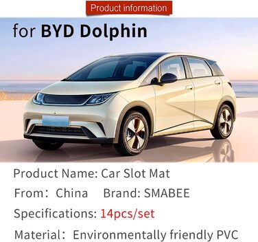 Підходить для BYD BYD Dolphin Premium рифлені килимки, килимок для дверей автомобіля, підстаканник, центральна консоль, салон автомобіля, нековзний гумовий килимок з логотипом, ПВХ (14 шт. /комплект) (червоний) ПВХ червоний