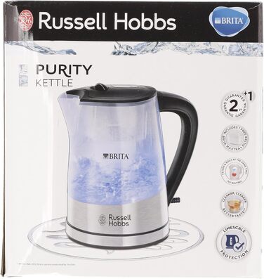 Чайник Russell Hobbs Фільтр для води BRITA MAXTRA Insert Чистота (фільтр-вставка 1л 0,5 л, 2200 Вт, світлодіодне освітлення, в т.ч. картридж фільтра, фільтр Lime, індикатор заміни картриджа) Чайник для чаю 22850-70 Чайник з фільтром для води Brita