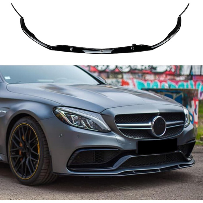 Губа спойлера переднього бампера для Mercedes Benz W205 C205 C63 AMG 15-22 Gloss Black