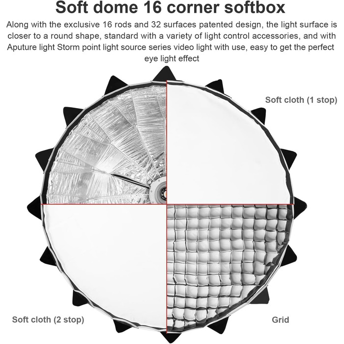 Студійний багатоцільовий параболічний дзеркальний кронштейн Softbox Bowens для серії Amaran, світлодіодний відеосвітильник Aputure 600D, 600X, 300X, 300DII, 35')