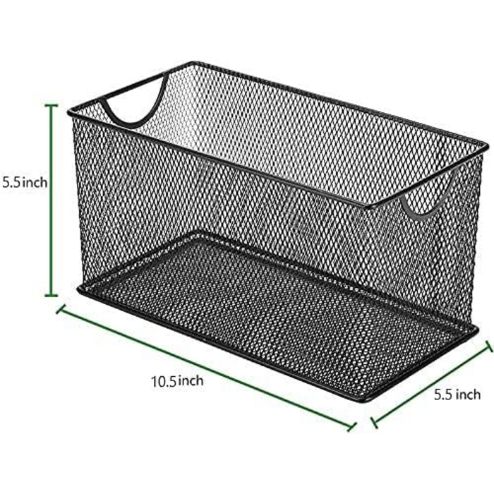 Набір з 3 побутових кошиків для зберігання з металу та сталі, кошики з дротяної сітки, органайзер, коробки для зберігання компакт-дисків, контейнери, сумка для перенесення з ручками для дому, офісу, 26,7 x 14 x 14 см