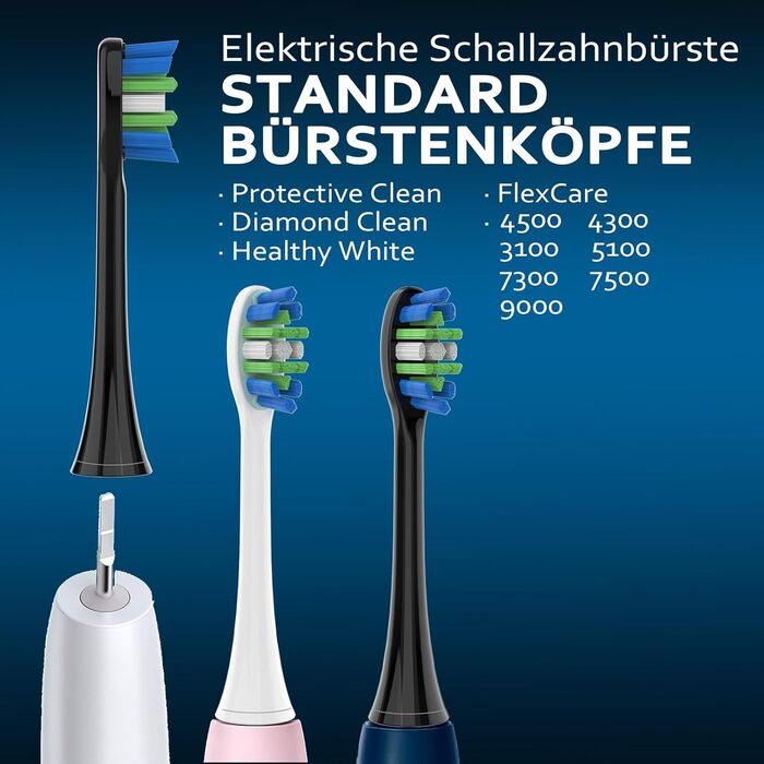 Змінні щітки AYAITEE, сумісні з електричною зубною щіткою Philips Sonicare, щітки підходять для ProtectiveClean 4500 4300 5100, DiamondClean 9000, 3100, C3, W2, стандартні насадки для щітки 55, 10 шт.