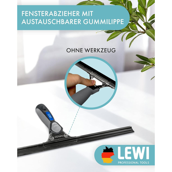 Комбінований комплект телескопічна штанга віконний ракель та віконний ракель (45 см кожен) від LEWI для великих вікон і кутів штанга (2х60 см) для більш високих місць в т.ч. безкоштовний зразок Засіб для миття скла 3в1 Набір 45 см