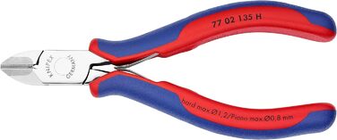 Діагональні кусачки Knipex electronics зі вставленою твердосплавною ріжучою кромкою з багатокомпонентними ручками 135 мм 77 02 135 H