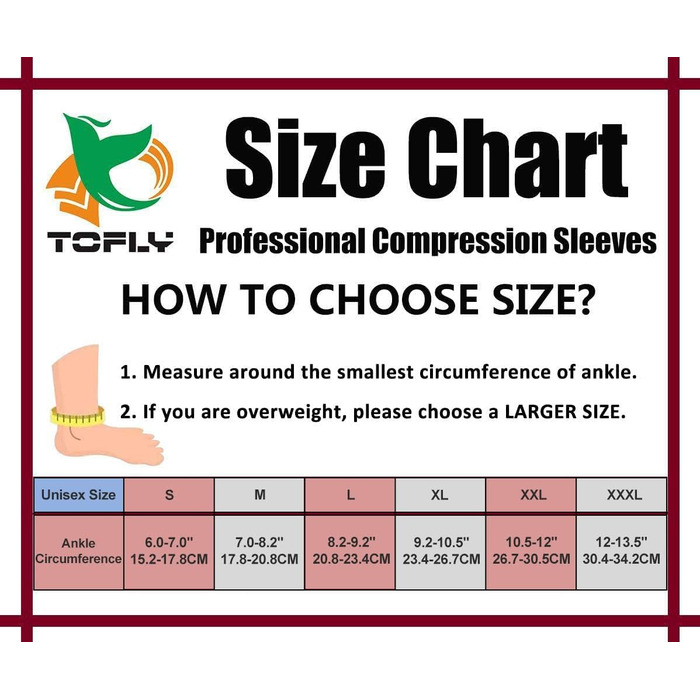 Бандаж для гомілковостопного суглоба TOFLY, шкарпетки підошовного фасціїту, компресійні гольфи та бандаж для гомілковостопного суглоба, 20-30 мм рт.ст для чоловіків і жінок, компресійні гольфи для догляду за ногами для підтримки супінатора, відновлення пі