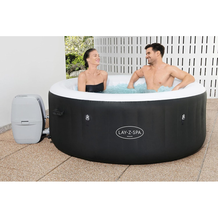 Гідромасажна ванна Bestway LAY-Z-SPA Miami AirJet, 180 x 66 см, 2-4 людини, кругла, чорна