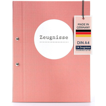 Папка для сертифікатів пастельна папка для документів DIN A4, папка для документів з кришкою, що загвинчується, і 12 прозорими кишенями, папка з лляної структури з 12 рукавами, приблизно 24 x 31,5 x 2 см (рожева), 36113