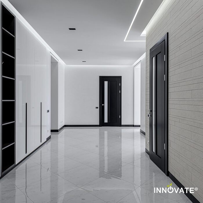 Профіль для гіпсокартону INNOVATE 2m LED Shadow Gap 8 з кришкою Алюмінієвий світлодіодний профіль для освітлення бухти в гіпсокартонному будівництві Алюмінієвий профіль для світлодіодних стрічок до 6 мм з покриттям молочного кольору