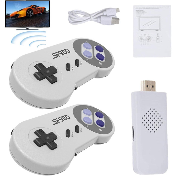 Відеоігрова консоль Luckxing Video Game Console Retro HDMI A Plug & Retro Game Console, супер бездротова USB ігрова консоль штекер і ТВ палиця з 2 ігровими контролерами, бездротова ретро консоль ігрова палиця для дорослих