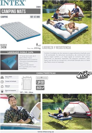 Надувний матрац Intex Camping Mat, California King 127x193x24 см