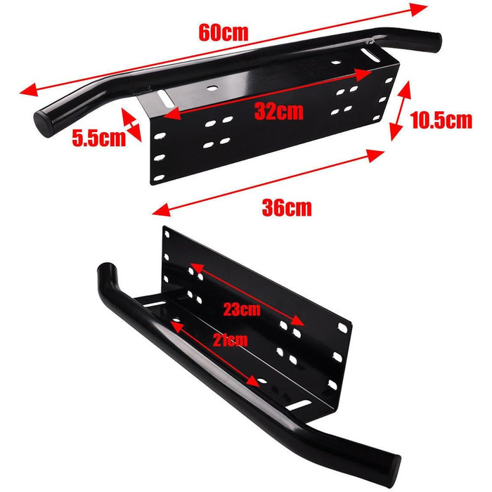 Чорний Універсальний алюмінієвий тримач номерного знака Тримач номерного знака Кронштейн для кріплення бампера Світловий кронштейн для легкових автомобілів, легкових автомобілів, вантажівок, вантажівок, бездоріжжя, тракторів
