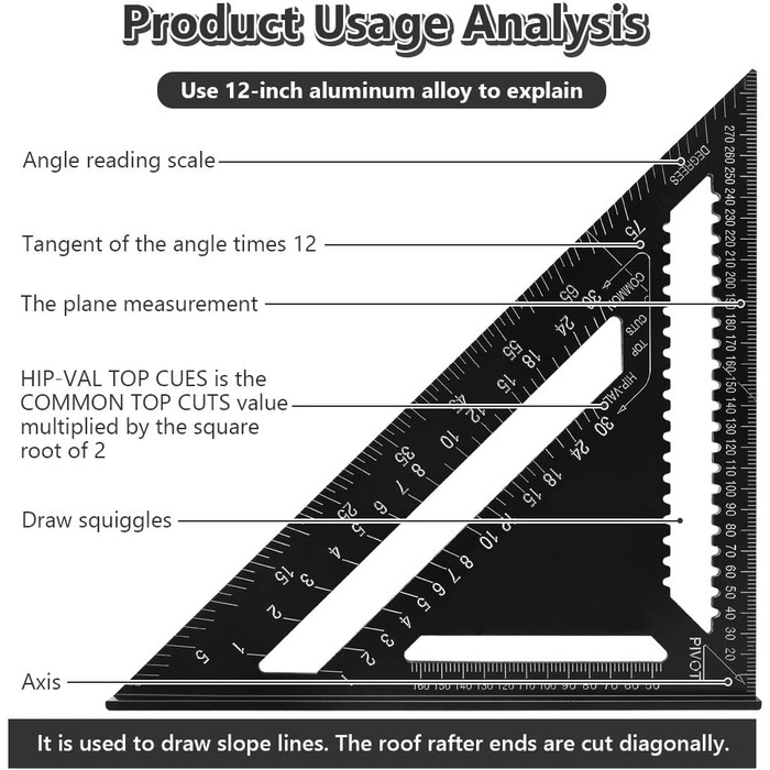 Дюймова лінійка трикутник метричний упорний кут алюмінієвий сплав трикутник точність швидкість квадратний упорний кут трикутник упорний кут вимірювальний інструмент транспортир для інженера столяра 30см, 12-