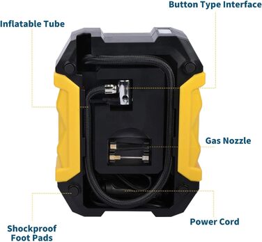 Портативний компресор автомобільної шини, компресор велосипед, повітряний компресор 12 В, автомобільний насос для шин і велосипедний насос електричний зі світлодіодним насосом для автомобіля, мотоцикла, велосипедів, м'ячів, повітряної подушки Подарунки дл
