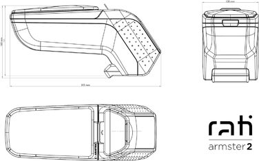 Підлокітник Rati Armster2 підходить для FIAT 500L 2012-2017 / FIAT 500L LIVING 2012-2017 / FIAT 500L TREKKING 2012-2017 чорний Центральний підлокітник з відсіком для зберігання, ідеально підходить для центральної консолі BLACK & POCKET