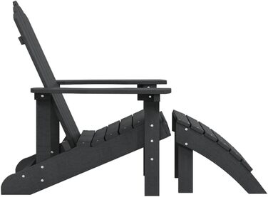 Садове крісло Adirondack з підставкою для ніг HDPE Anthracite