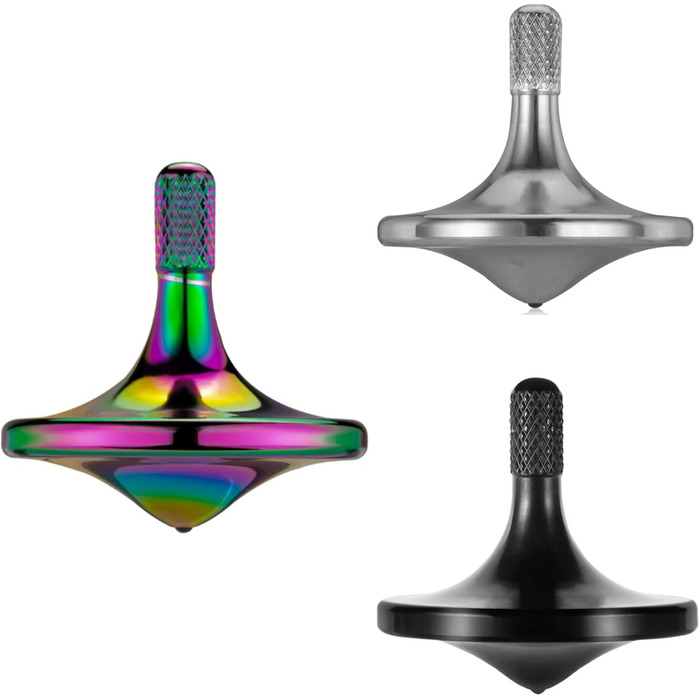 Точний металевий гіроскоп, довге обертання LOQATIDIS, найкращий час обертання понад 8 хвилин, ідеальний баланс, добре зроблена настільна гіроіграшка EDC для дорослих (3PCS) 3PCS чорнийсріблястийкольоровий