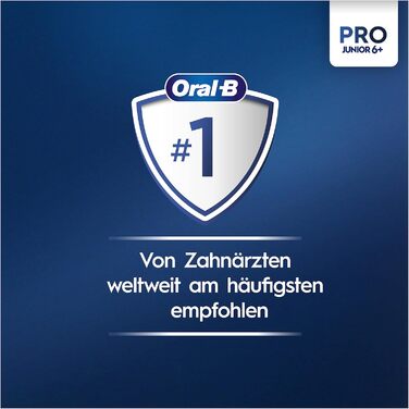 Електрична зубна щітка Oral-B Pro Junior для дітей від 6 років, датчик тиску, 3 режими чищення в т.ч. чутливий для догляду за зубами, м'яка щетина та таймер, дизайн Braun, фіолетовий фіолетовий