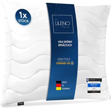 Подушка LILENO HOME 80x80 см HARD з наповнювачем подушки 1 200 г - Ліжко або декоративна подушка на блискавці для регулювання - Можна прати при температурі до 95 - Диванна подушка та декоративна подушка для дивана/ліжка (80 x 80 см PREMIUM (наповнювач 850