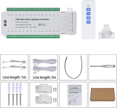Світлодіодне освітлення сходів XLSBZ з детектором руху, світлодіодна сходова стрічка з 16 сходинок Тепле світло (28 сходинок RL-STEP-04 (з пультом дистанційного керування))