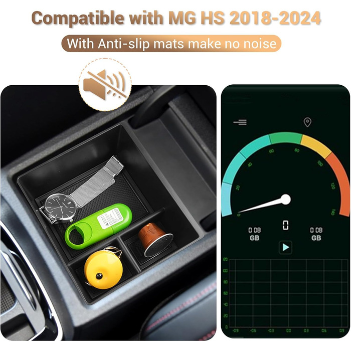 Коробка для зберігання YEE PIN MG HS Сумісна з MG HS/EHS EV/HS Plug-in Hybrid 2018-2023 2024 Органайзер на центральній консолі Лоток для аксесуарів органайзера підлокітника з нековзним килимком