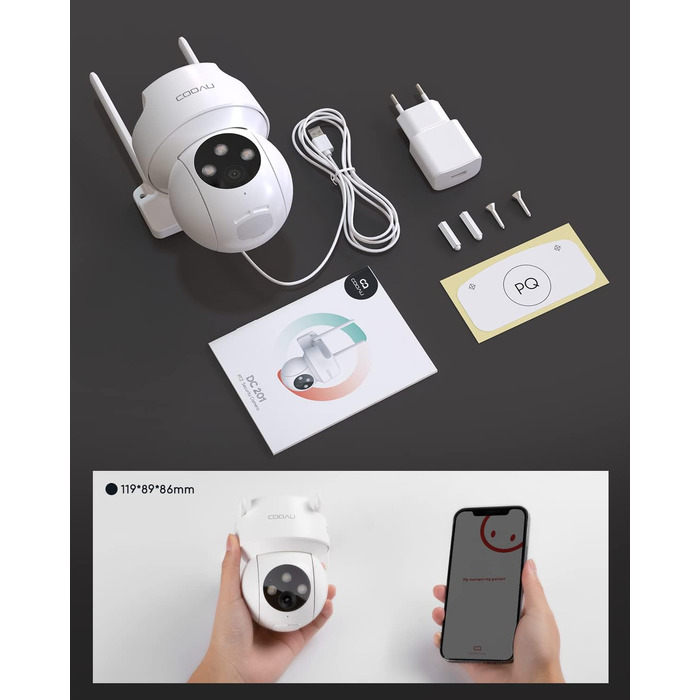 Камера відеоспостереження COOAU 2K Outdoor, PTZ WLAN Camera Outdoor IP WiFi Camera Surveillance Outdoor з автоматичним відстеженням людей, записом 24/7, кольоровим нічним баченням, IP66, SD-картою/хмарним сховищем