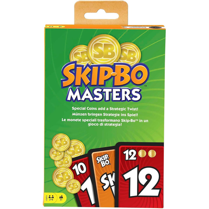 Карткова гра Skip-Bo Mattel Games HJR21 Masters для сім'ї, подорожей та ігрових вечорів, від 2 до 6 гравців, карткова та настільна гра від 6 років Одномісна