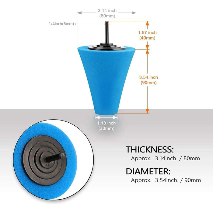 Набір полірувальних губок Полірувальний м'яч Догляд за автомобілем зі свердлом 6 мм Свердло Губчасті обідки Полірування, 4Pack