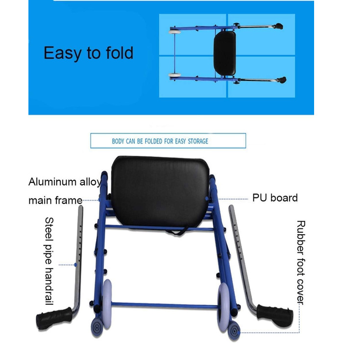 Допоміжний засіб для ходьби, розбірна рама для ходьби з м'яким сидінням, 2 колеса, регулювання висоти, привід, допомога для пересування, допоміжний засіб для ходьби для людей похилого віку з обмеженими можливостями, міцний алюміній, Це так добре