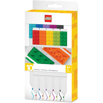 Маркери IQ LEGO Iconic Stationery 10 креативна швидковисихаюча гелева ручка з тарілкою LEGO - набір з 10 кольорів, тонке мереживо 0,7 - канцелярське письмове приладдя