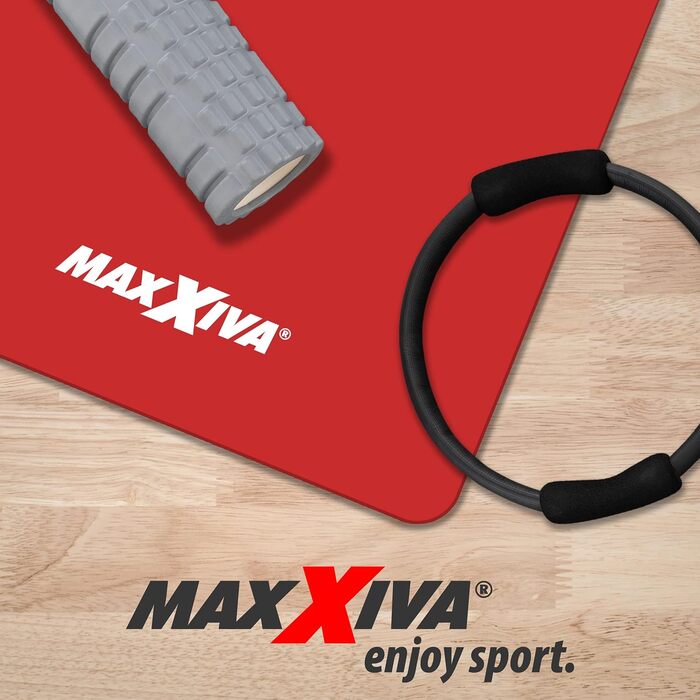 Килимок для йоги MAXXIVA - 190х60х1,5 см або 190х100х1,5 см, з ременем для перенесення, не містить фталатів, не ковзає, вибір кольору - гімнастичний килимок, килимок для фітнесу, спортивний килимок, килимок для вправ, килимок для вправ (190х60 см, червони