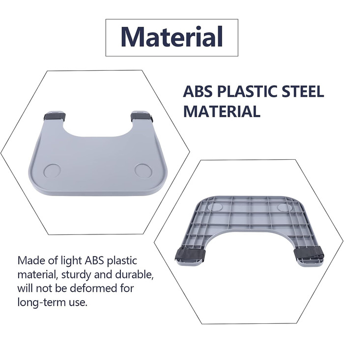 Стіл-лоток для інвалідного візка, знімний лоток для інвалідного візка, пластиковий лоток для інвалідного візка з АБС-пластика для дому, для інвалідів (52 x 58 см)