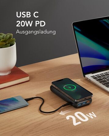 Power Bank Charmast 20000mAh, 20W PD 3.0 USB-C, зі світлодіодним дисплеєм, чорний