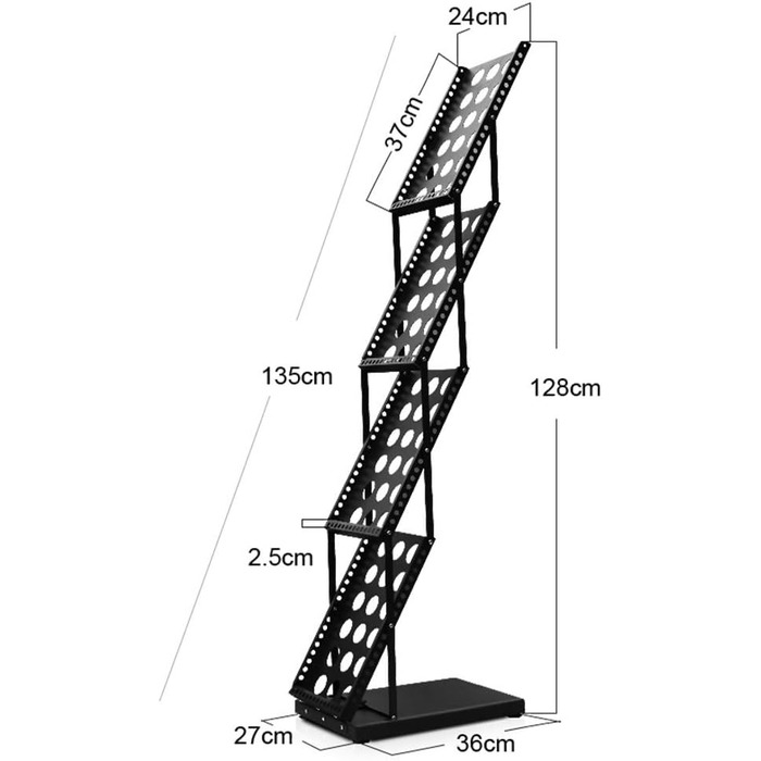 Стелаж для документів, стелаж для журналів, стелаж для літератури, підлоговий стелаж для літератури, А4, складний, інформаційний стенд, підлоговий пропагандистський стенд, складний, портативний стенд для презентацій, vertika 27x36x135см чорний