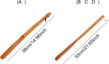 Ріжк для взуття з довгою ручкою, легко надягати та знімати, для людей похилого віку, професійний дерев'яний інструмент для взуття, петля для підвішування, портативні аксесуари для підйомника, ріжки для стоячого взуття (W-55 см), 999