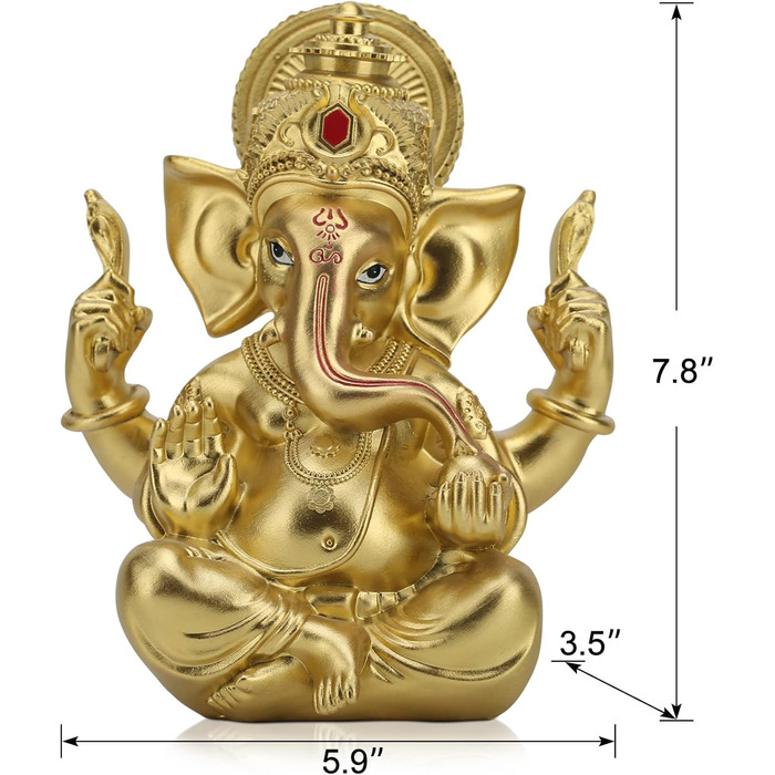 Статуї Ганеша великі, статуї Ганеша статуї індуїстська статуя слона, статуя індійського бога лорда Ганеша статуя, Господь благословляючий декор для дому (золото), 19.5