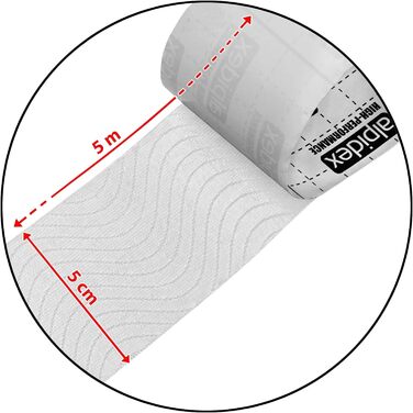 Кінезіологічна стрічка ALPIDEX 1/3/6/ Багато кольорів 5 м х 5 см Брошура Еластична водонепроникна шкіра Набір фізіологічних м'язових стрічок, колір Кількість (12 рулонів, білий)