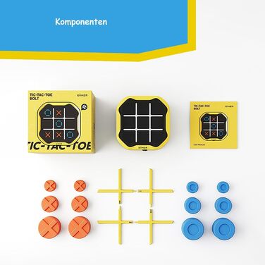 Гра GiiKER Tic Tac Toe Bolt, оригінальна портативна приставка-головоломка 3-в-1, портативні ігри для автоподорожей, настільні ігри для дітей та дорослих, подарунки на день народження для дітей віком 3