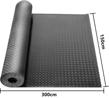 Гумовий килимок BIMITI 300 х 150 см метровий захисний килимок, килимки для гаража, шипований килимок з гуми, нековзний гумовий килимок з ручками Гумова напрямна для підвалу, майстерні, гаража