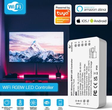 Керування контролером світлодіодної стрічки GLEDOPTO RGB RGBW WiFi DC12-24-54V через програми Tuya/Smartlife Голосове керування Alexa та Google Home